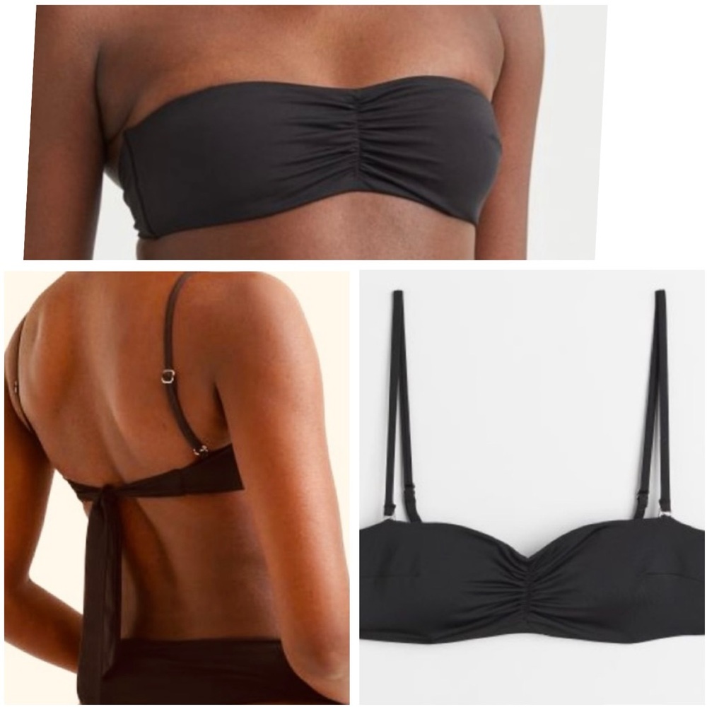 NWT Black bandeau XL bikini top removal straps size 14 Large